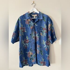 Tommy Bahama - Floral Blue Men's Shirt - 100% Silk